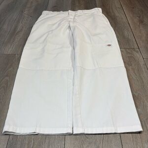 Vintage Men’s Baggy White Dickies Double Knee Workwear Pants Wide Leg Size 36X32